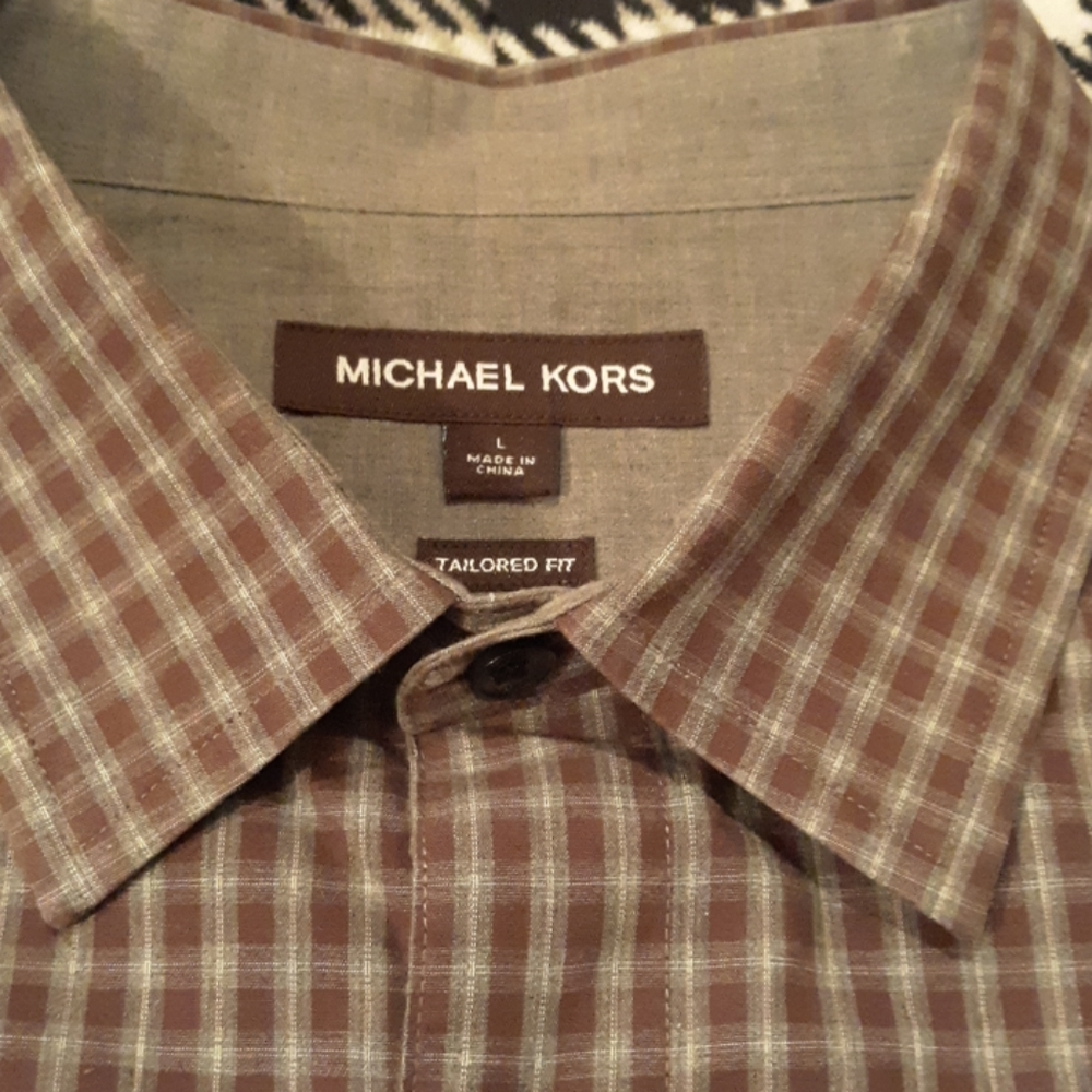 MICHAEL KORS MENS LARGE TAILORED FIT DRESS SHIRT